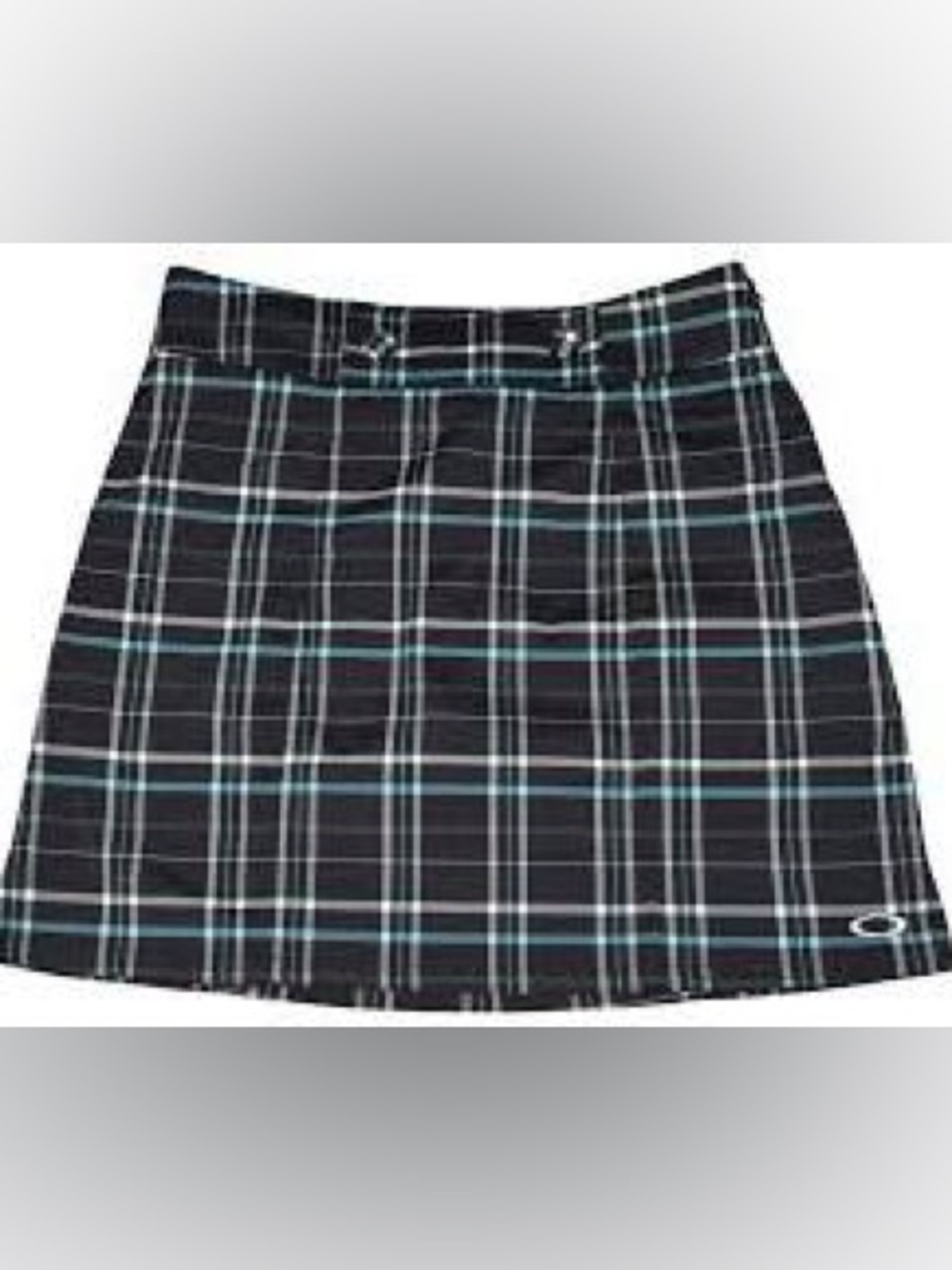 Oakley Palm Black Plaid Golf Skort Teal White Accent [10]